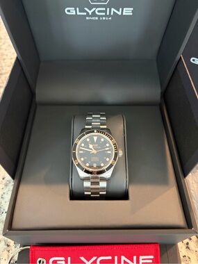 Glycine Combat 36mm Automatic – Black Bezel – Gold/Patina – FULL SET